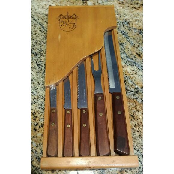 Forgecraft Olde Forge Wooden Knife set Made in the USA Set Of 5 Knives - Picture 1 of 10